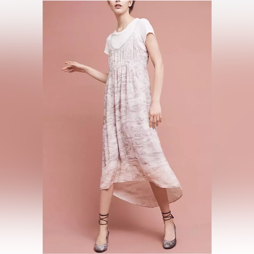 Anthropologie Sleeping on Snow Rosay slip midi dress high/low